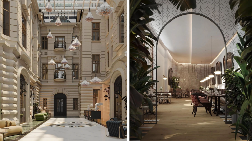 Buckarest Sofitel Hotel Innenhof Restaurant