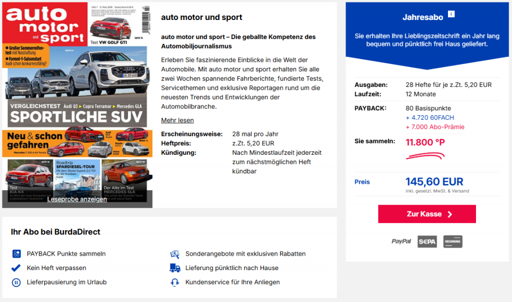 BurdaDirect Auto Motor Sport Marz 2026