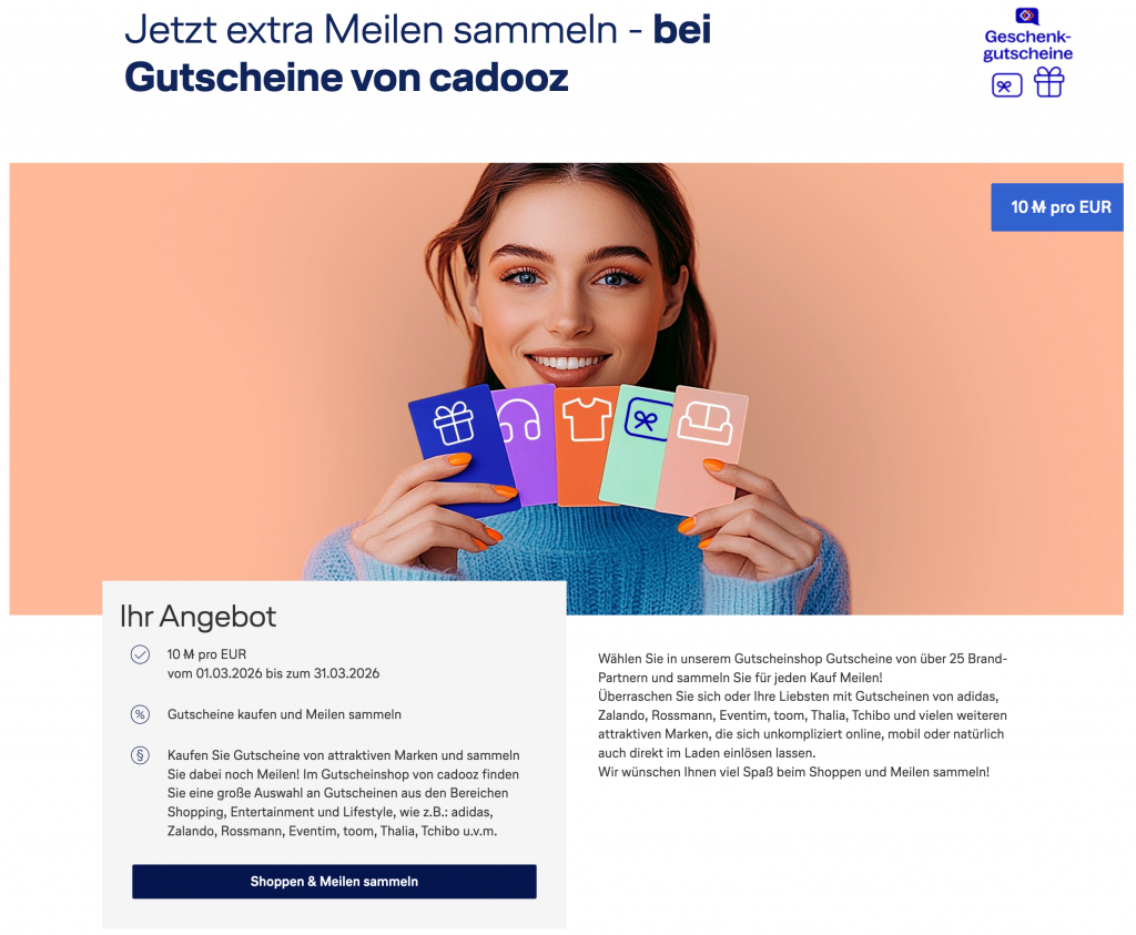 Cadooz Aktion Miles And More März 2026
