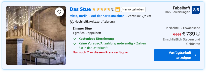 Das Stue Beispiel Booking