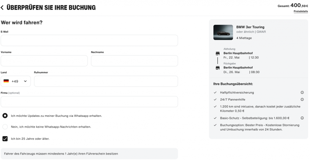 Die SIXT Buchungsuebersicht Maerz 2026