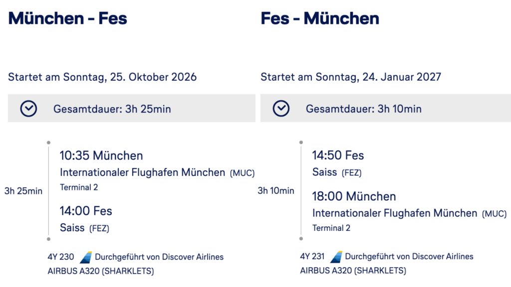 Flüge MUC FEZ Discover
