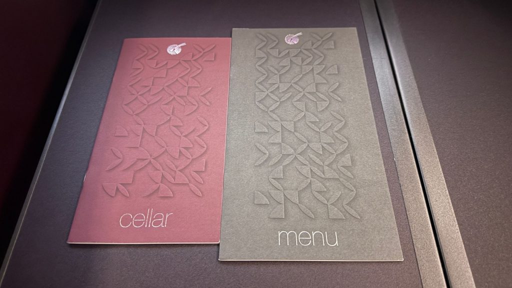 Qatar Airways QSuite Business Class Menukarten