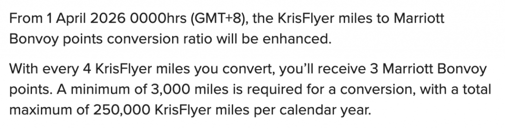 Singapore Airlines KrisFlyer Marriott Bonvoy
