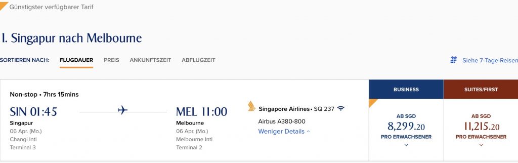 Singapore Airlines Melbourne A380