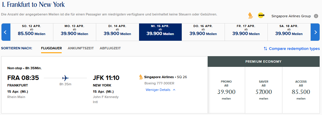 Spontaneous Escapes Mar 2026 FRA JFK PremEco