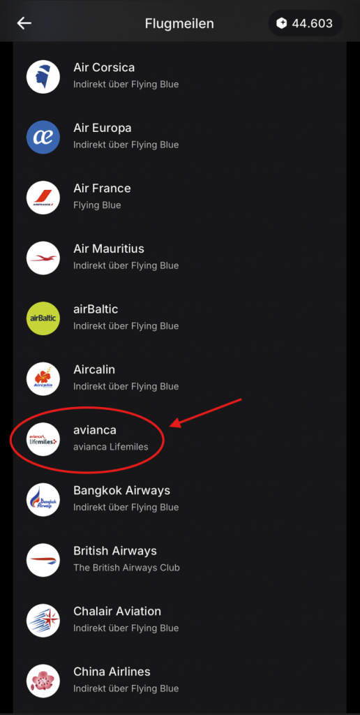 Avianca RevPoints Neuer Transferpartner