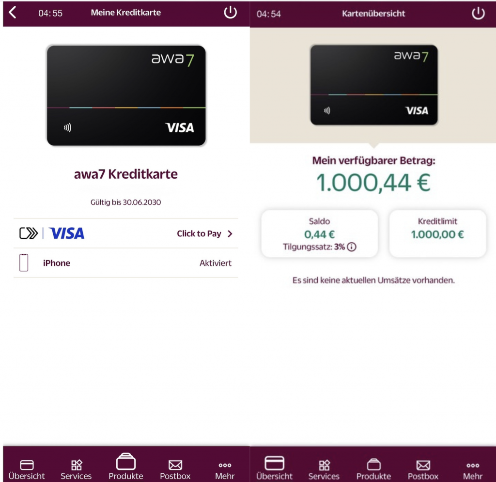 Erfahrungen App Awa7 Kreditkarte