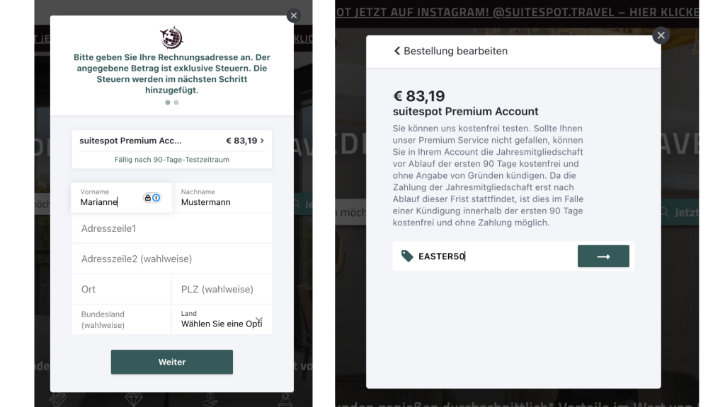 Suitespot Registrierung Gutschein