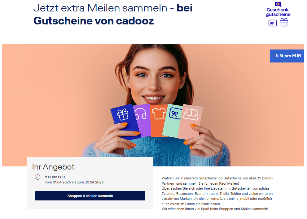 Cadooz Aktion Miles And More April 2026