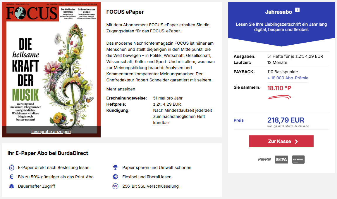FOCUS EPaper Burda Payback Aktion April 2026