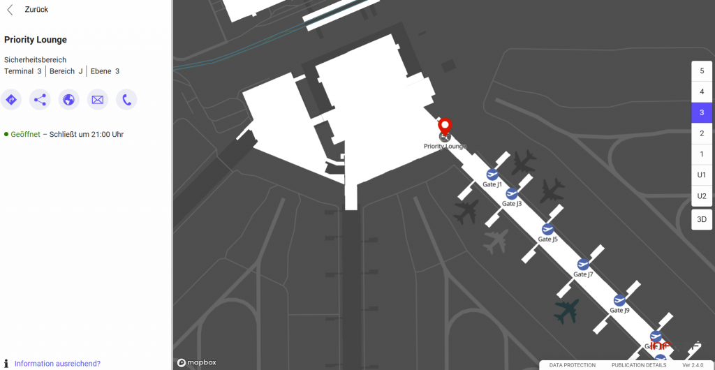 Lage Priority Lounge Frankfurt Airport Flughafen Terminal 3