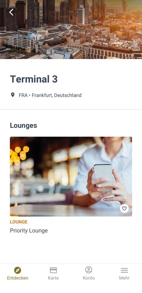 Priority Pass Priority Lounge Frankfurt Airport Flughafen Terminal 3