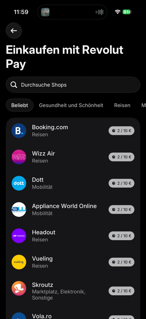 Revolut Pay Uebersicht