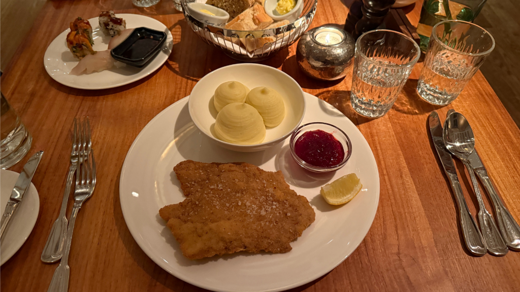 Schloss Elmau Dinner Schnitzel