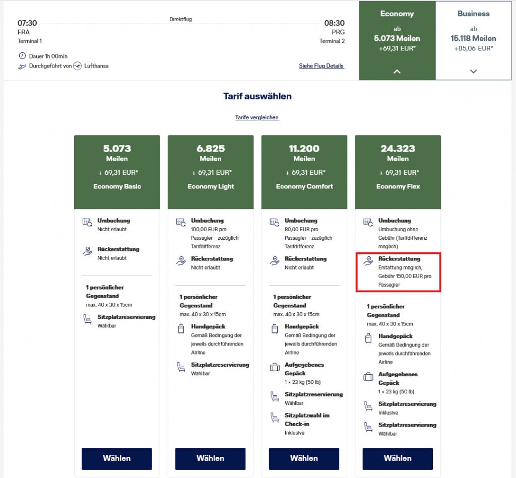 Miles And More Light Fra Prg Rueckerstattung