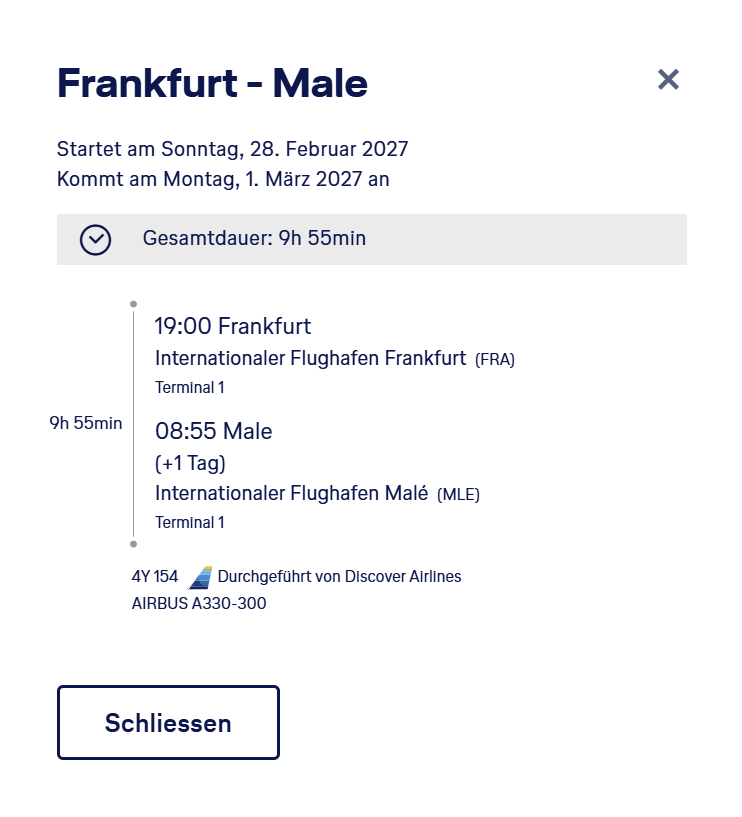 Screenshot Discover Airlines Frankfurt Male