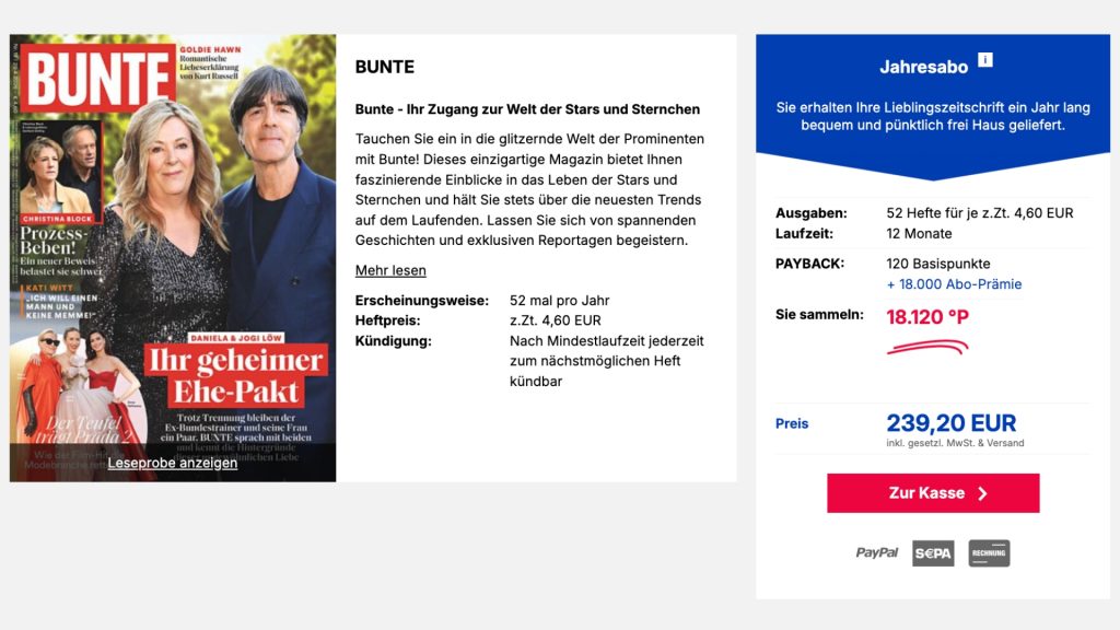 BUNTE Jahresabo Mai26