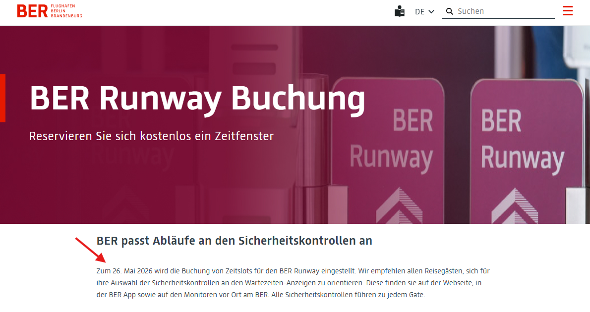 Flughafen BER Runway Buchung Wird Eingestellt Am 26. Mai 2026