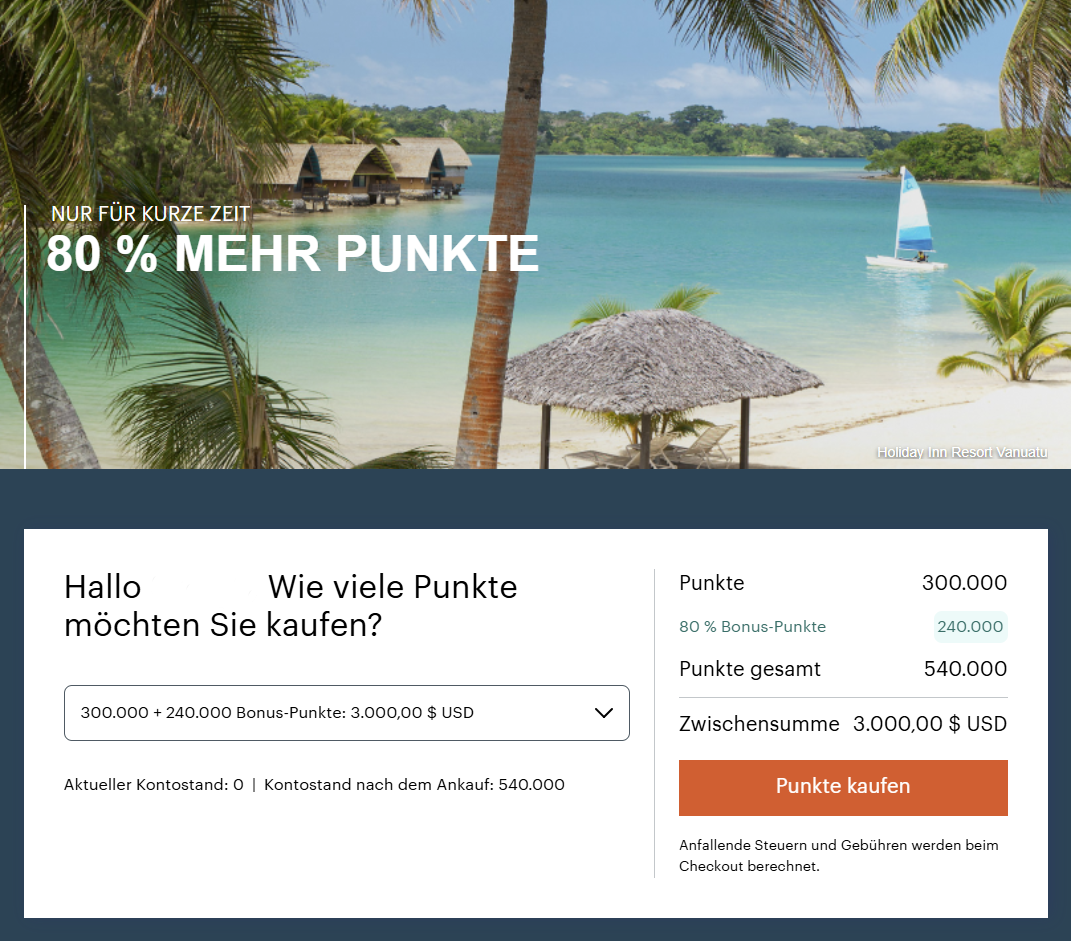 IHG Punkte Bonus 80 Prozent Mai 2026