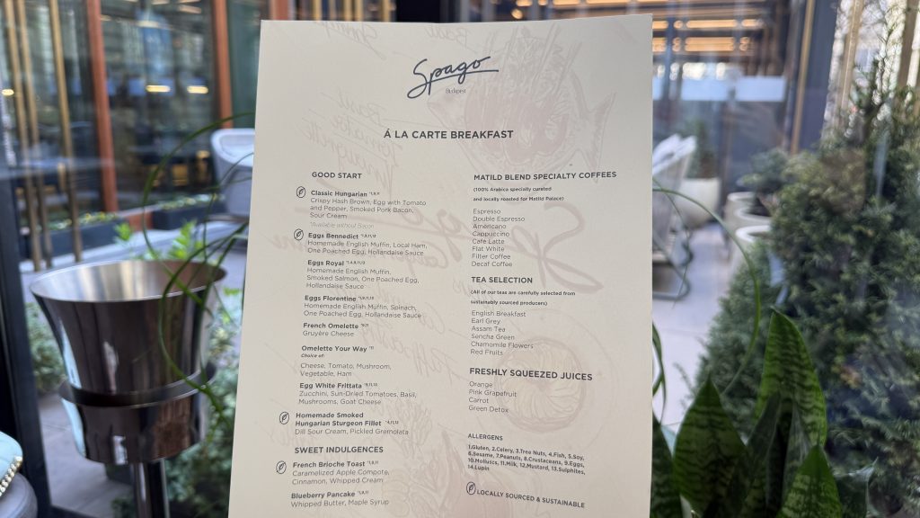 Matild Palace Budapest Buffet Speisekarte