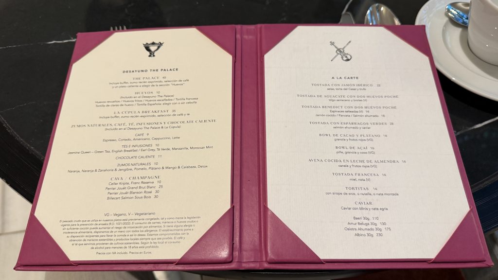 The Palace Madrid a la Carte