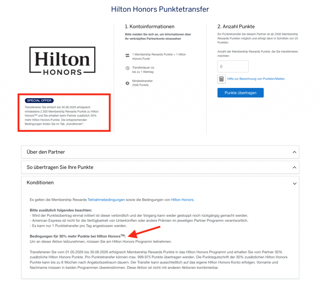 Transfer Hilton Honors Amex Aktion Mai Juni 2026 Konditionen