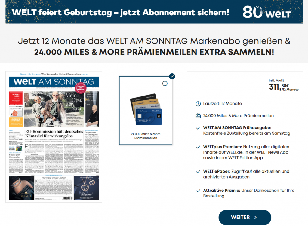 WELT AM SONNTAG 24000 Meilen April Mai 2026