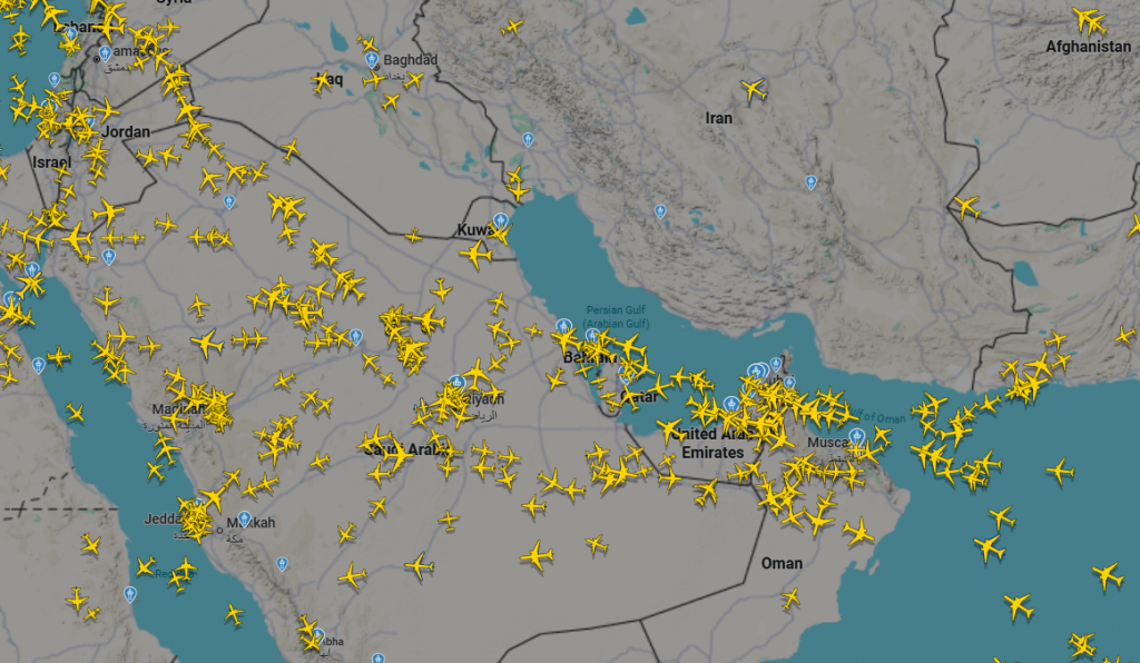 Aktuelle Flugbewegungen In Nahost By Flightradar24
