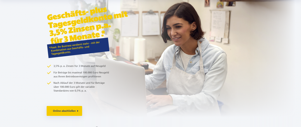 Screenshot Postbank Geschaeftskonto Tagesgeldkonto Aktion