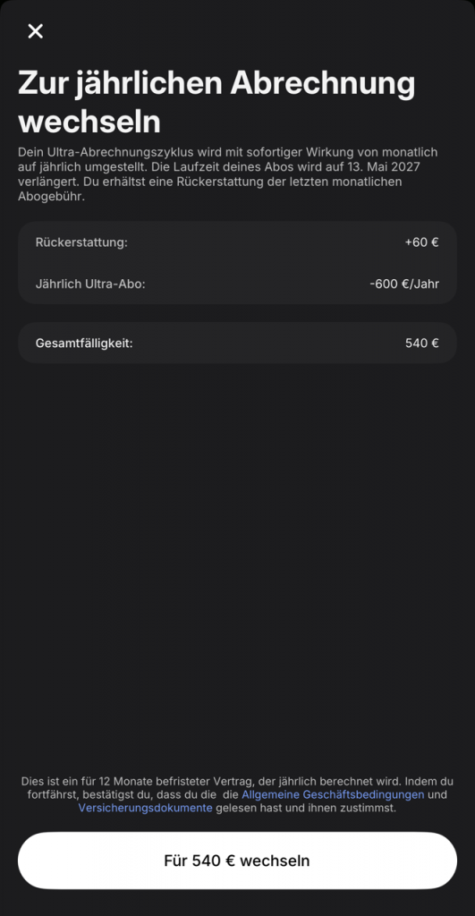 Screenshot Revolut Wechsel Monatliche Jaehrliche Zahlung