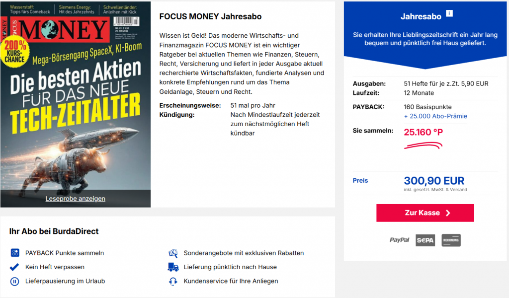FOCUS MONEY Jahresabo Juni26