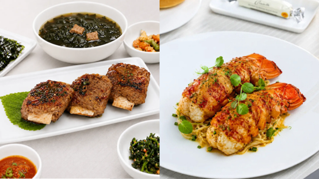 Korean Air First Class Menu