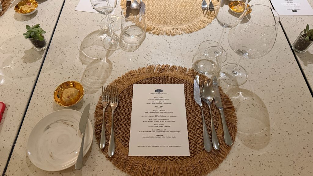 Mandarin Oriental Desaru Coast Essential Dinner Menue