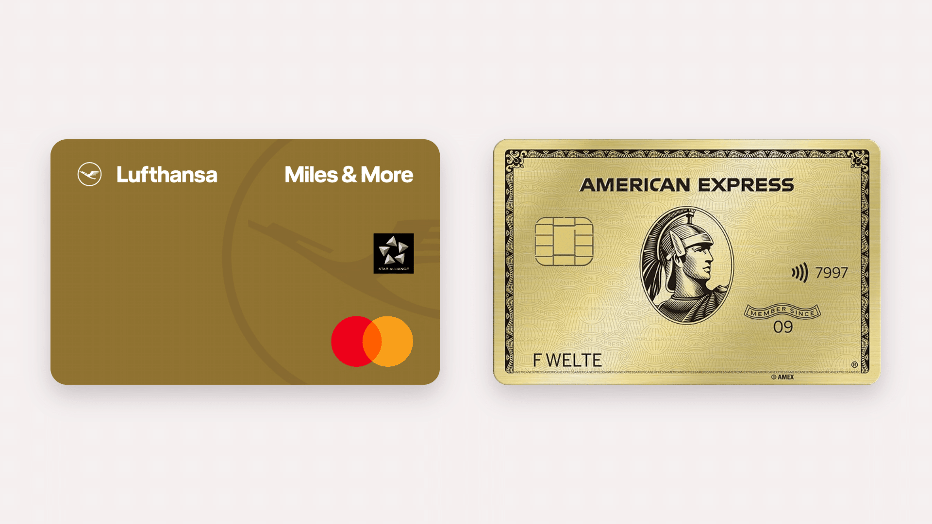 Miles & More Gold Kreditkarte und American Express Gold Card im Vergleich