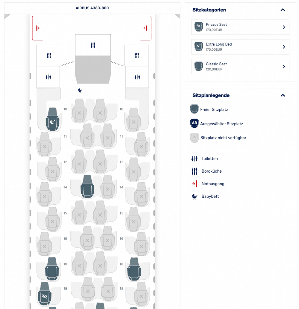 Lufthansa Airbus A380 Sitzplan Business Class MUC B