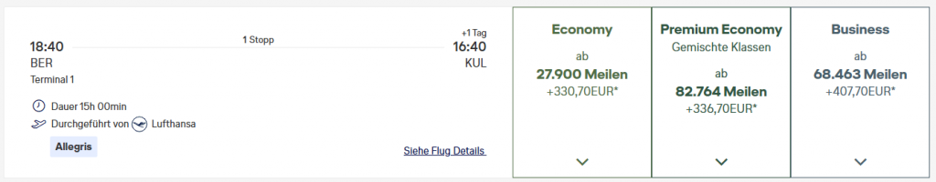 Lufthansa Allegris Business BER KUL Dezember2026