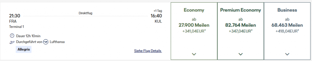 Lufthansa Allegris Business FRA KUL Dezember2026
