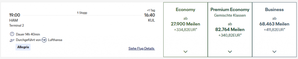 Lufthansa Allegris Business HAM KUL Dezember2026