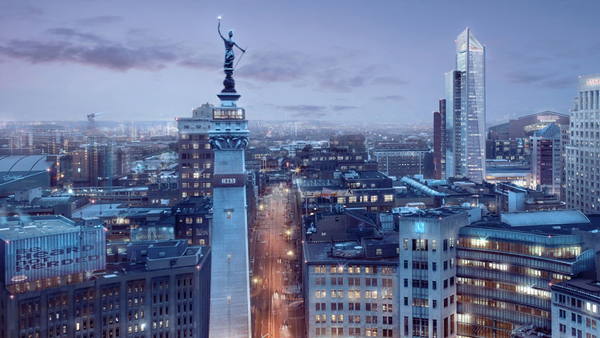 Signia by Hilton Indianapolis von oben ueber der Innenstadt