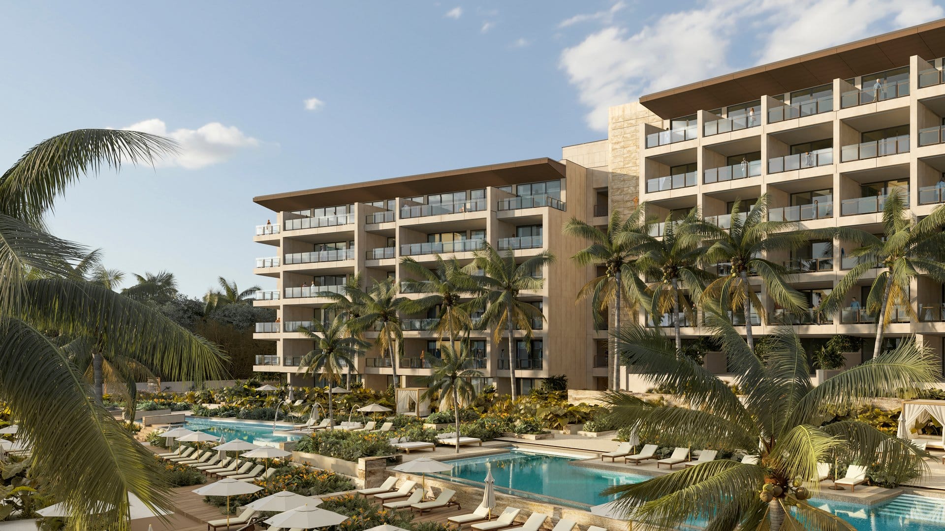 Rendering des Park Hyatt Riviera Maya mit Poollandschaft