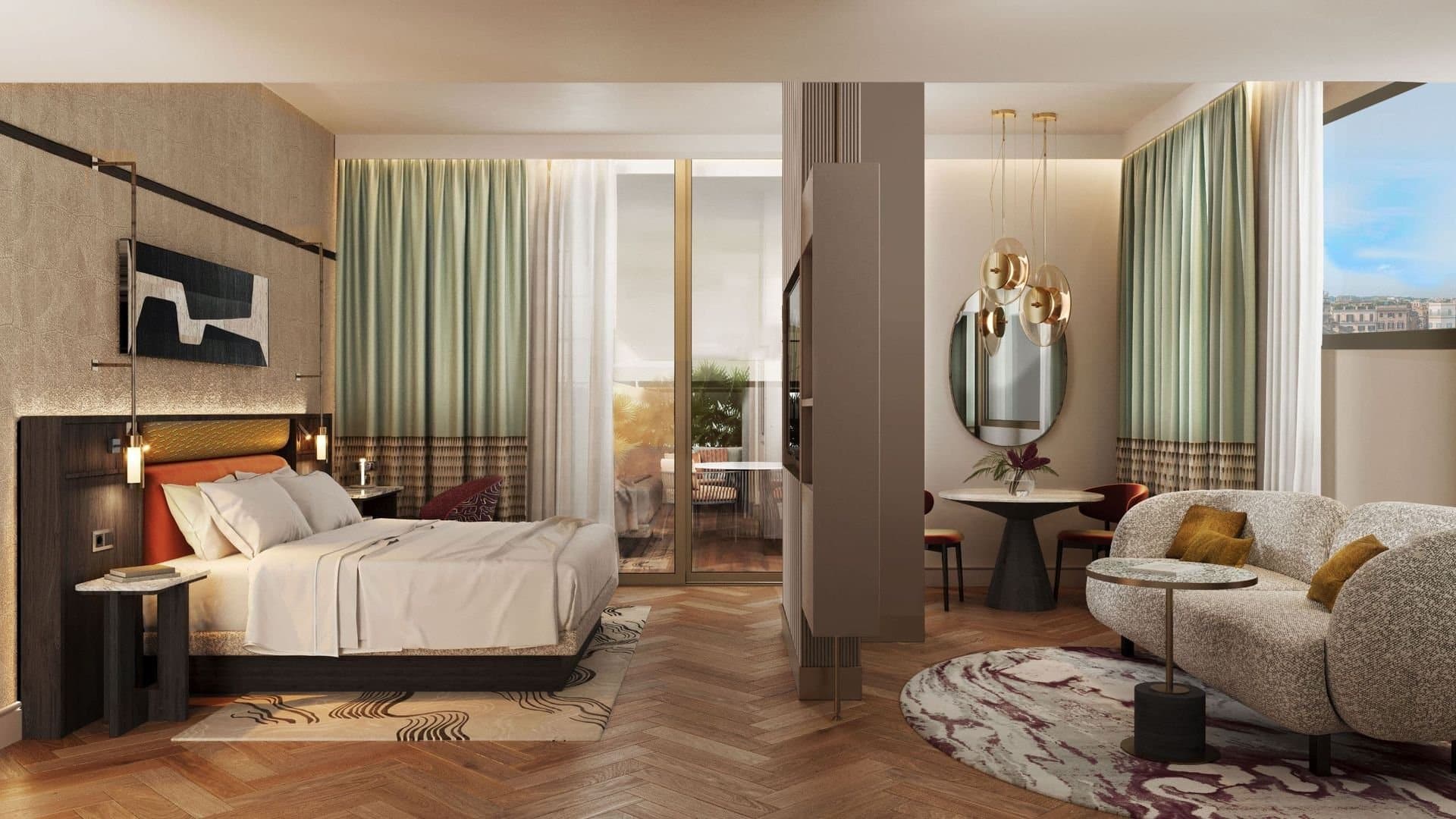 Suite mit Schlaf- und Wohnbereich im Hyatt Regency Rome Central
