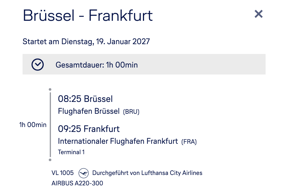 Brüssel Frankfurt Lufthansa City Airlines