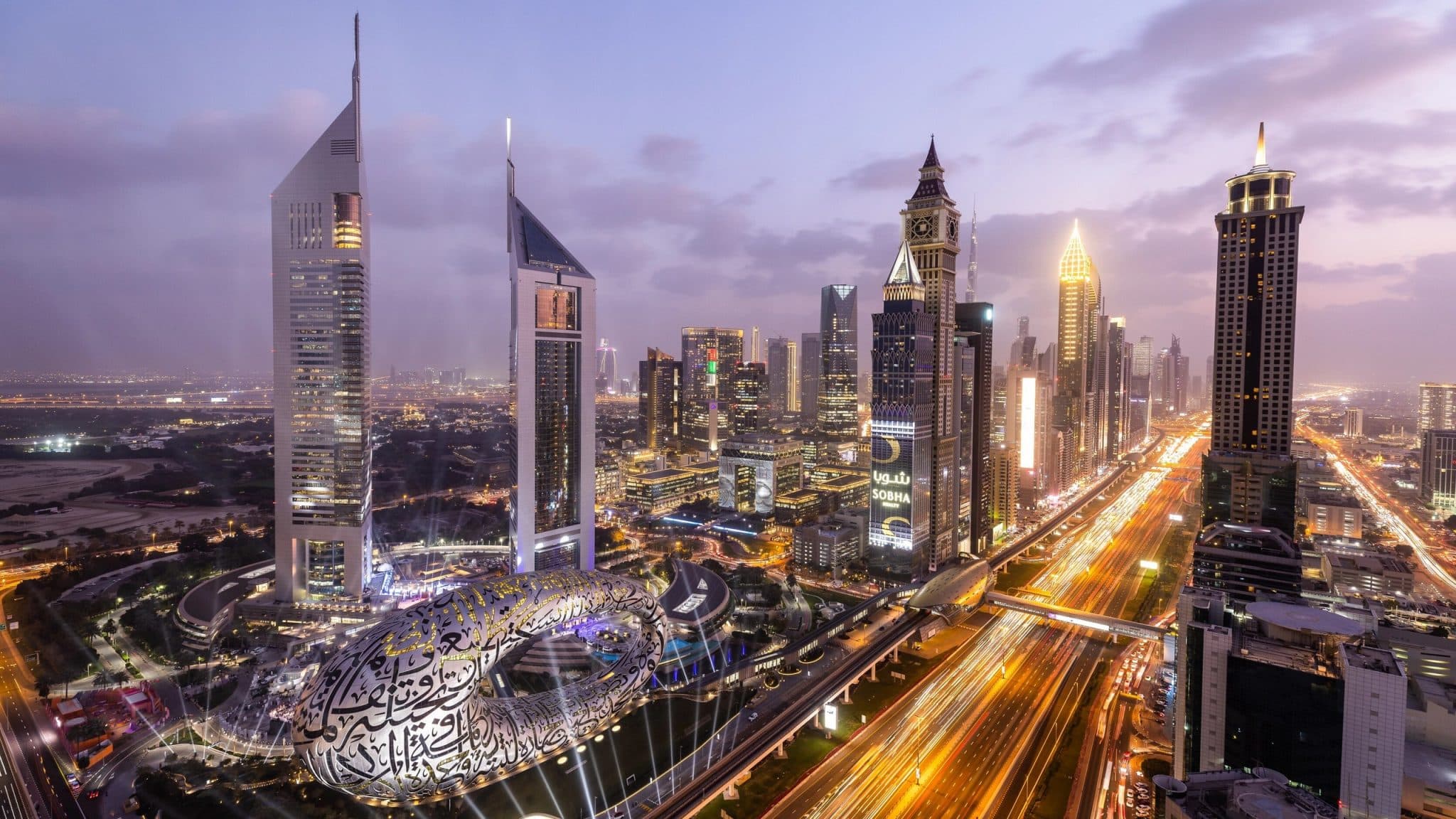 Jumeirah EmiratesTowers Dubai 01 Towers Blue Hour