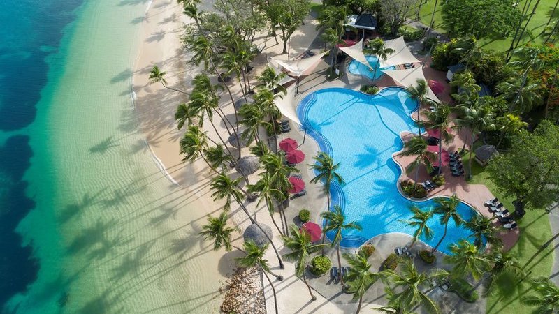 Luftaufnahme des Shangri-La Yanuca Island
