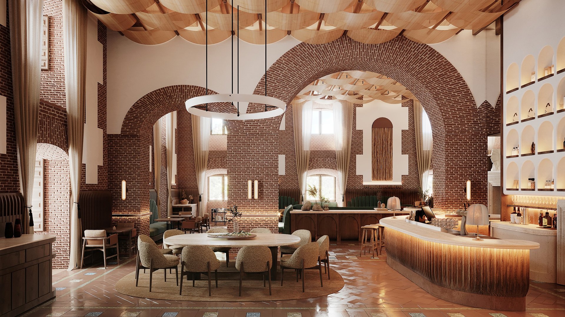 Rendering der Halle im Six Senses Quexigal Palace